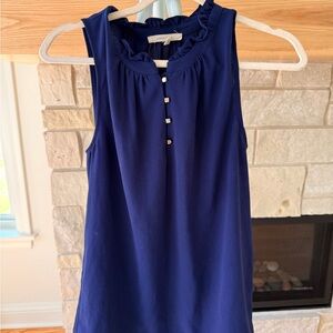 41 Hawthorn Ruffled Navy Blouse